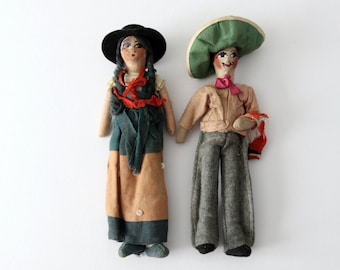vintage Mexican folk art dolls pair