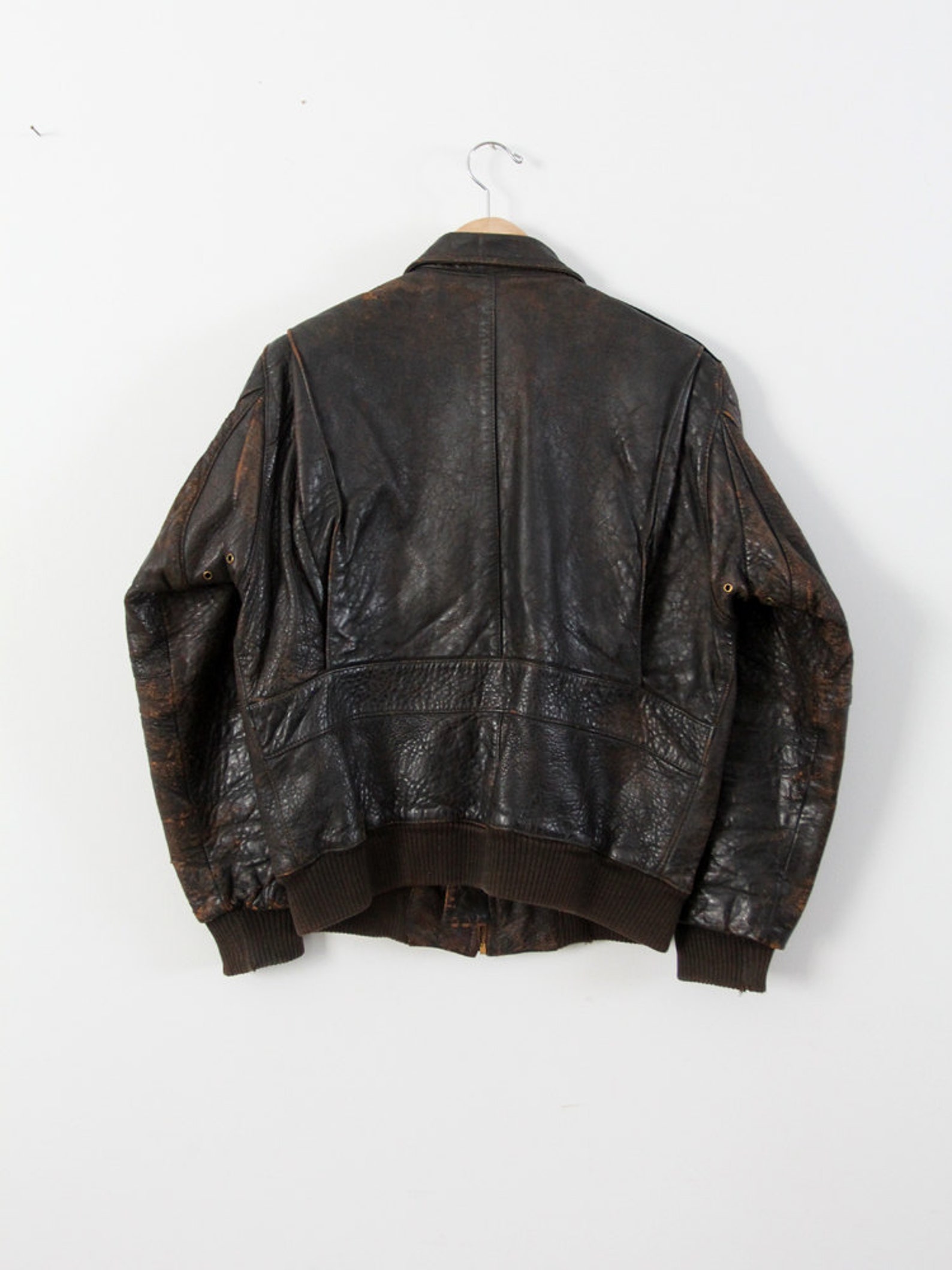 Vintage Bomber Jacket Men's Leather Aviator Jacket - Etsy