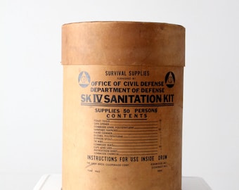 1962 Cold War Civil Defense Sanitation Kit Drum