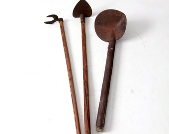 antique primitive gardening farm tools set of 3