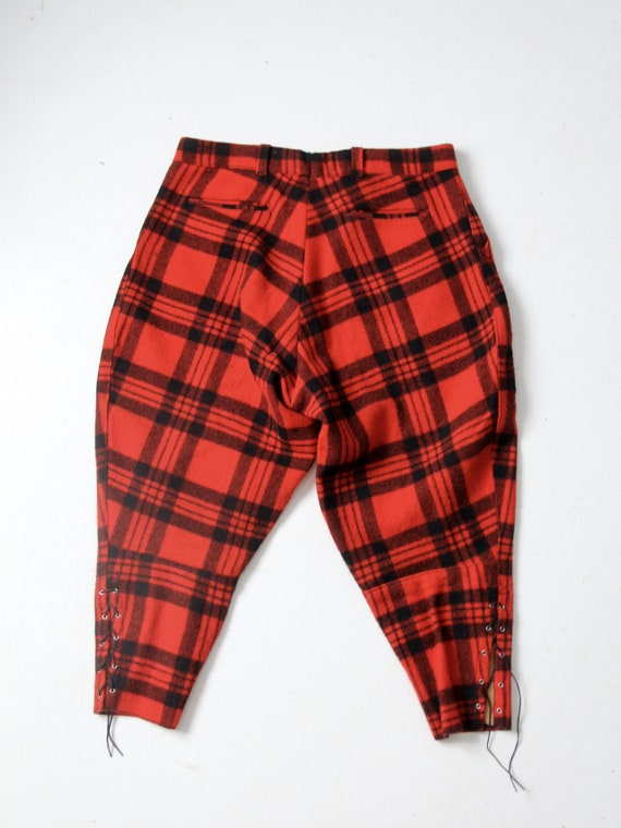 vintage wool hunting pants, red plaid logger pants - image 8