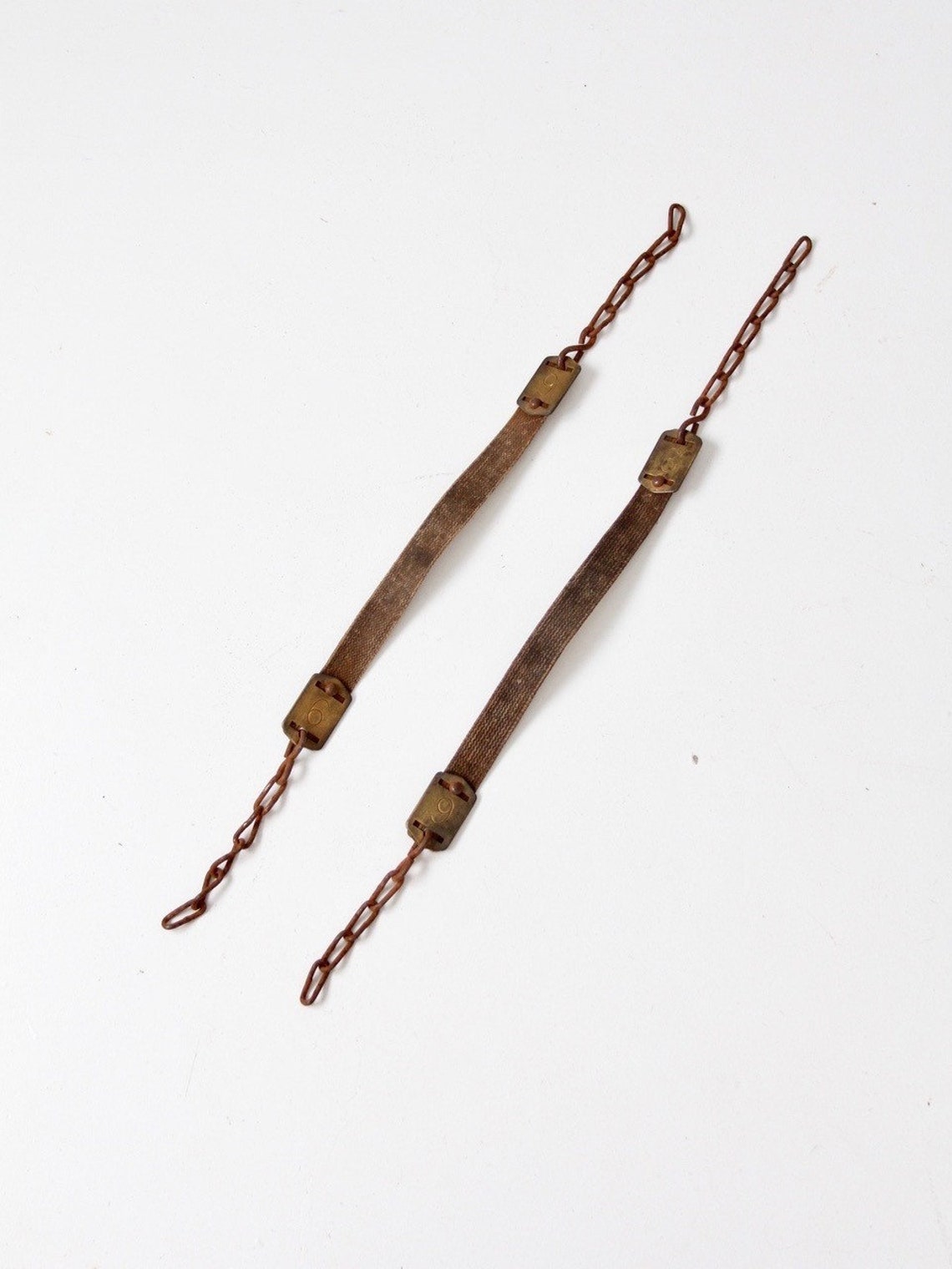 Vintage Canvas Straps With Chains Brass Numbers Etsy