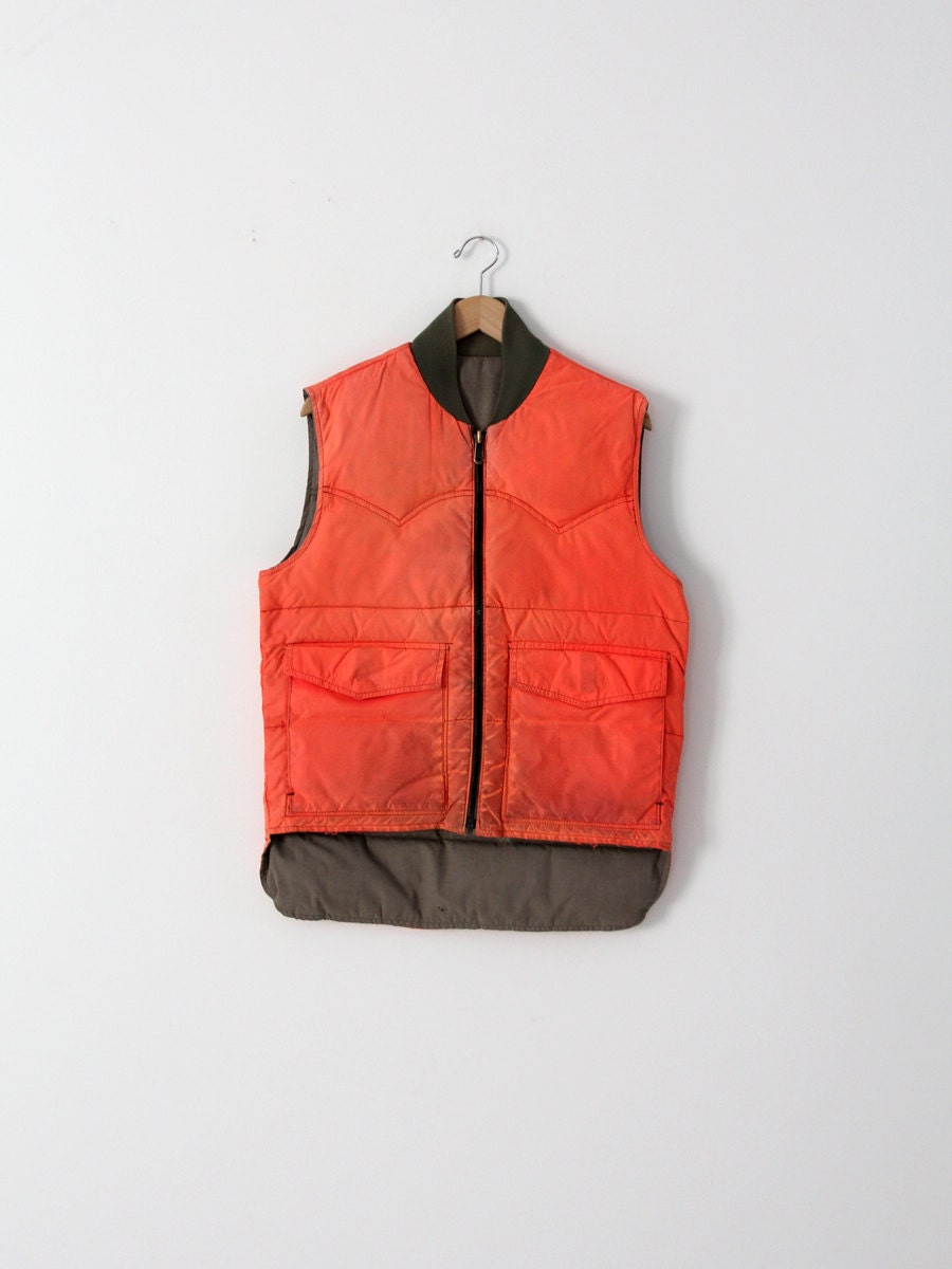 Vintage Hunting Vest Orange Nylon Puff Vest - Etsy