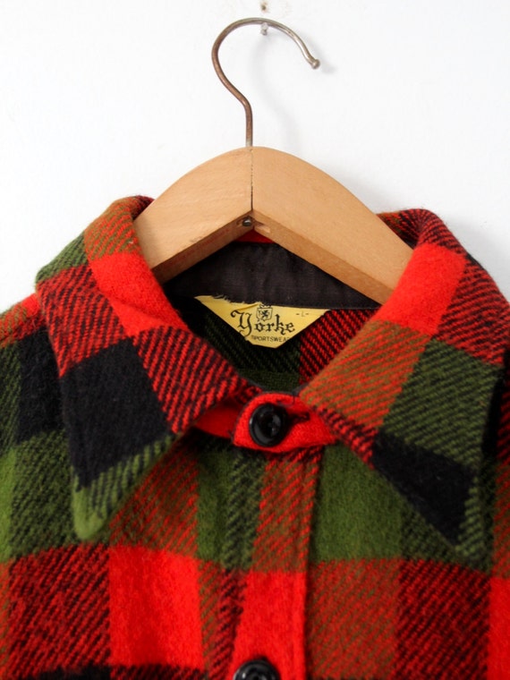 vintage 60s plaid wool shirt jacket by Yorke - image 3