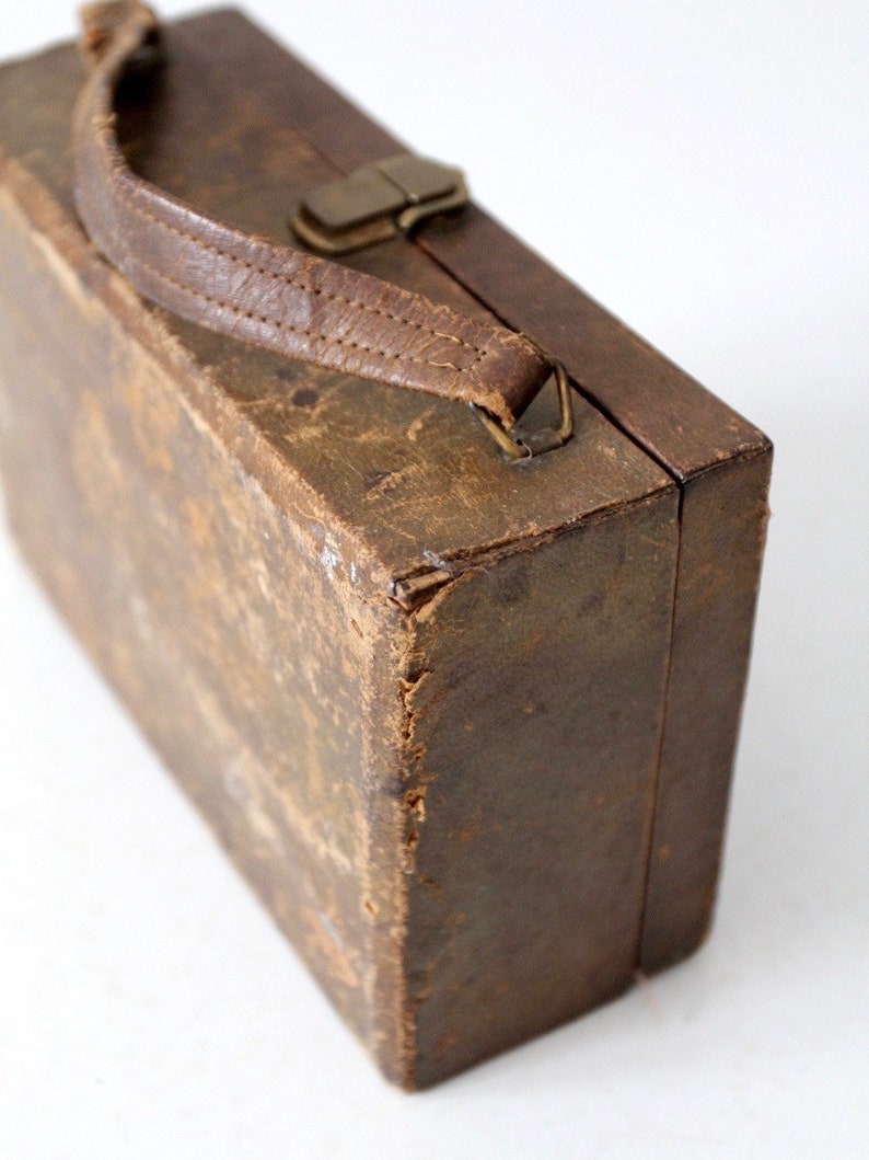 vintage leather handbag, brown box purse image 6