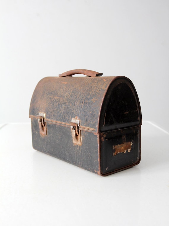Vintage Black Metal Lunch Box