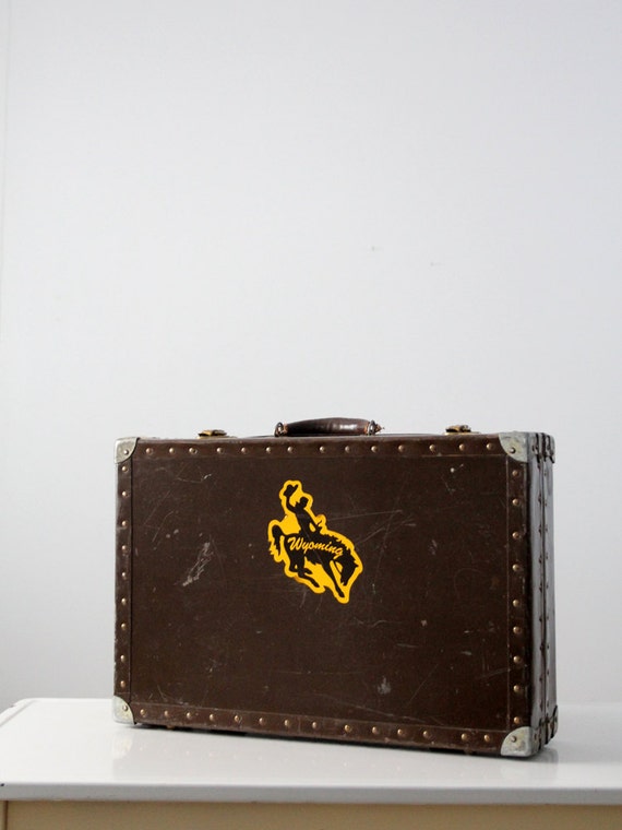 vintage metal and wood case,  Wyoming brown luggag