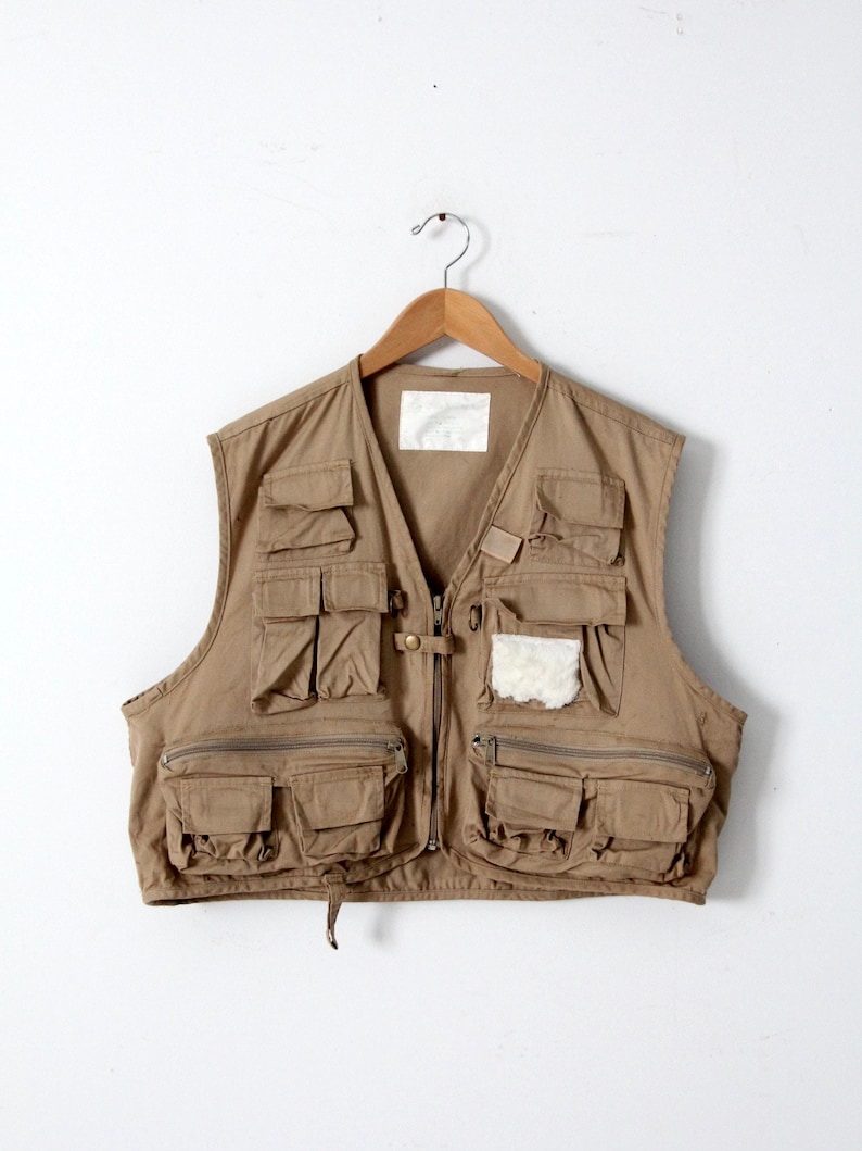GANDER MOUNTAIN Fishing Vest, Men's Size L cotton brown type Vintage Second Hand