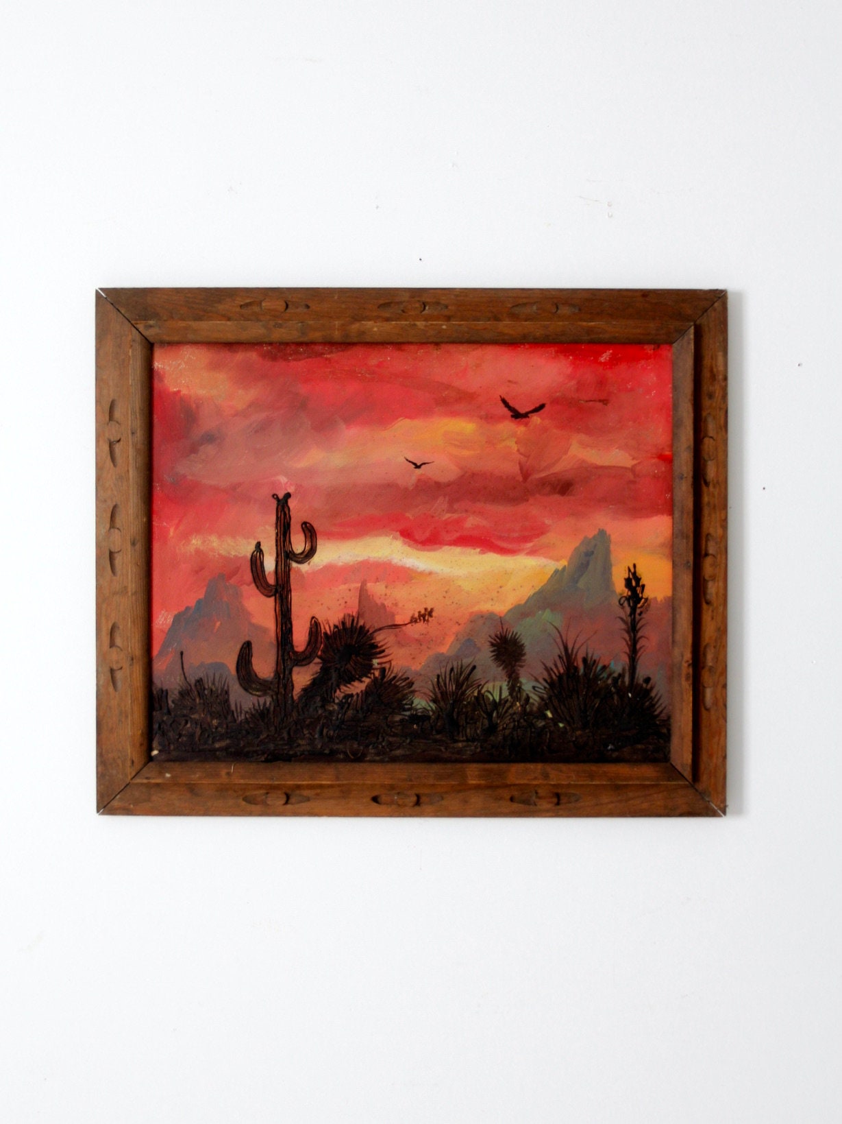 Vintage southwestern framed painting Etsy