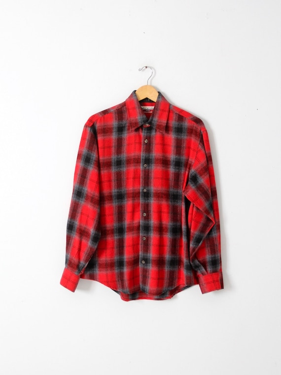 vintage plaid shirt red wool flannel - image 1
