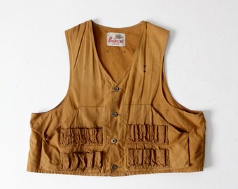vintage hunting vest, 1960s Bobcat brand canvas vest