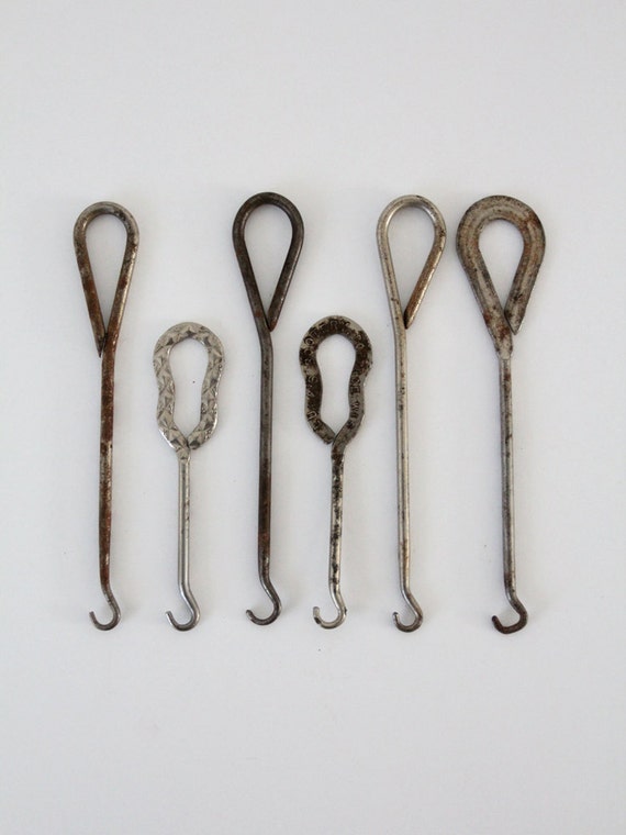 Antique Vintage Metal Boot Button Hooks Lot of 7