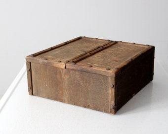 vintage wooden box, double door storage case box