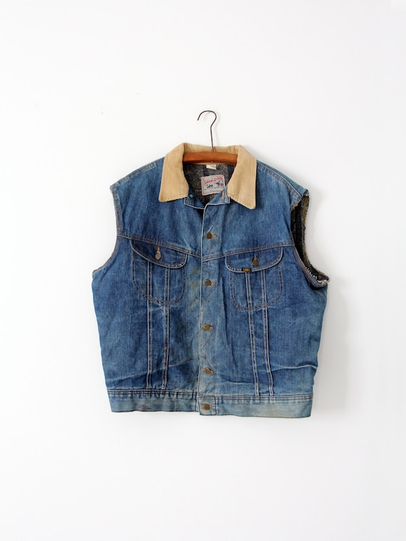 vintage 70s Lee Storm Rider vest,  denim biker ves