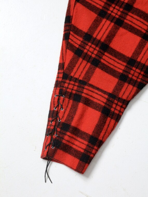 vintage wool hunting pants, red plaid logger pants - image 7