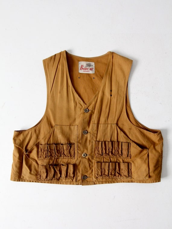 vintage hunting vest, 1960s Bobcat brand canvas v… - image 2