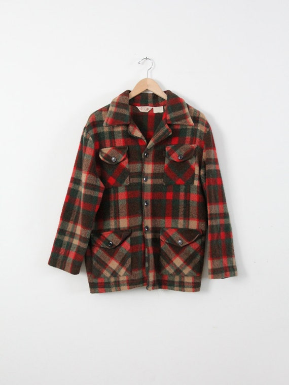 Vintage Plaid Shirt Jacket 70s Men's Wool Button Down - Etsy Canada