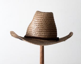 vintage western straw cowboy hat