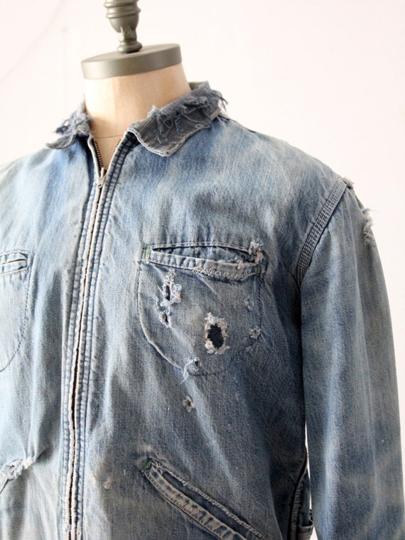 vintage distressed Oshkosh denim work jacket - image 10