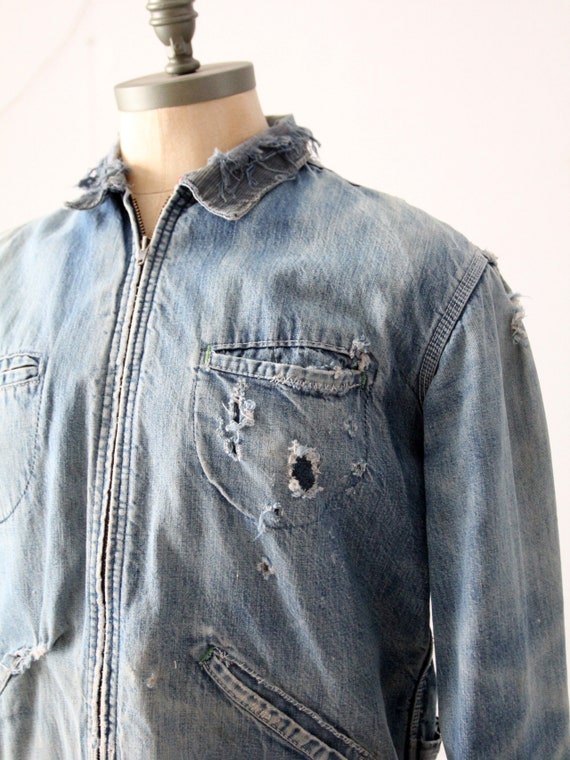Vintage Distressed Oshkosh Denim Work Jacket - Etsy Vintage Distressed Oshkosh Denim Work Jacket - Etsy