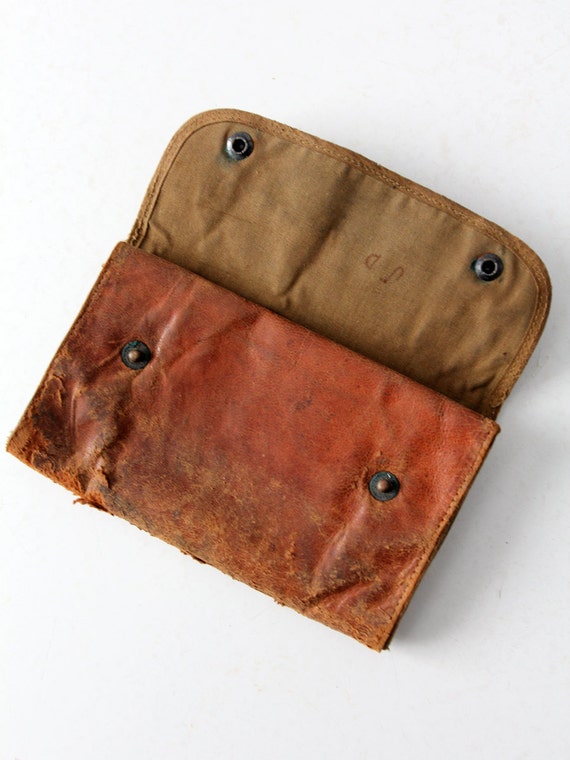 Vintage Leather Sewing Kit, Army Mending Kit, Leather Wallet