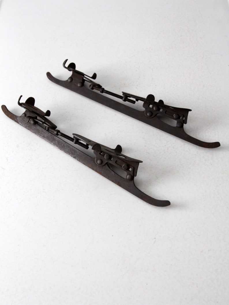 antique Winslow's National Club clamp on ice skates, ice skate boot attachment image 3