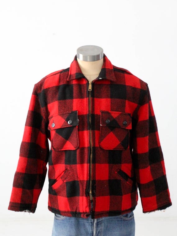 vintage plaid jacket by Brother, red and black pl… - image 10