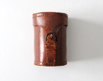 vintage leather case, belted pouch box