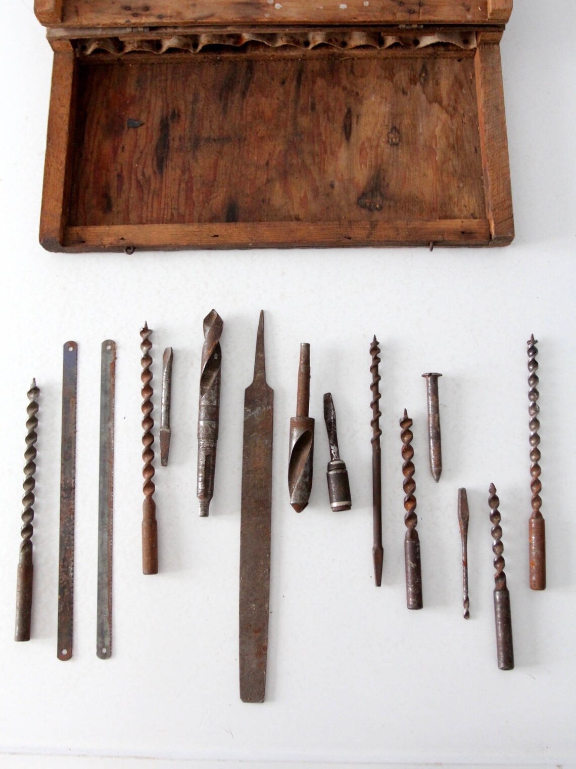 Vintage Tools With Wood Case, Vintage Drill Bit Set Etsy