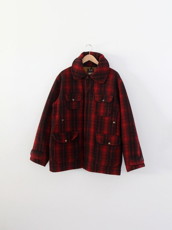 vintage 1940s Woolrich jacket,  red plaid wool jac