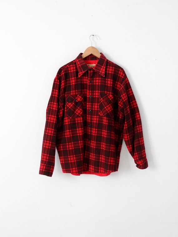 vintage plaid jacket, red and black jacket by Sear