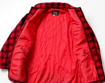 1960s Woolrich Wool Coat, Vintage Men's Red Plaid Hunting Jacket