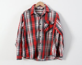 vintage plaid shirt,  men's flannel work shirt