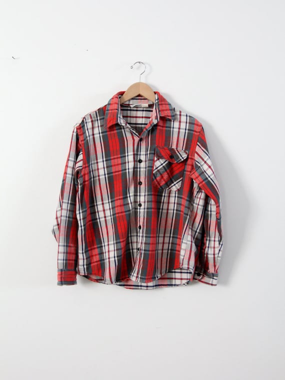 vintage plaid shirt,  men's flannel work shirt - image 1