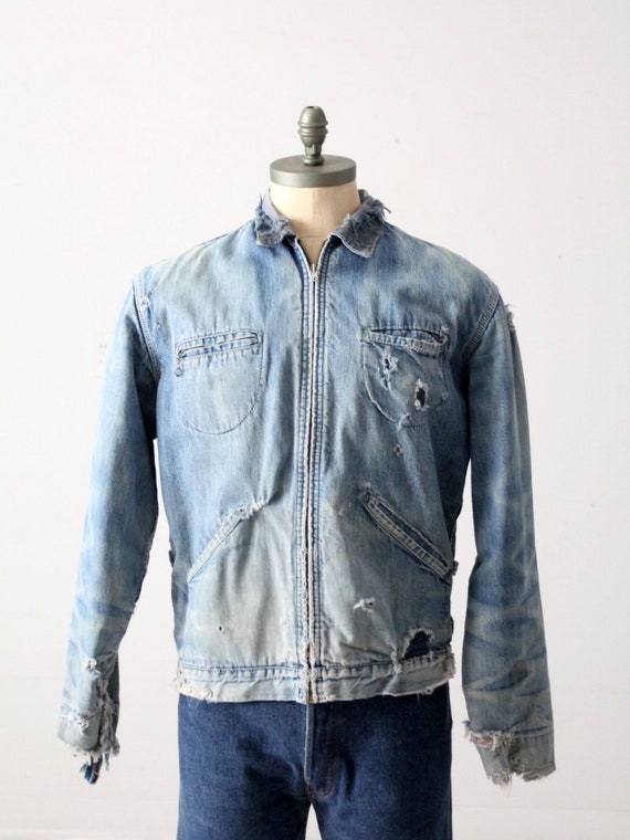 vintage distressed Oshkosh denim work jacket - image 8
