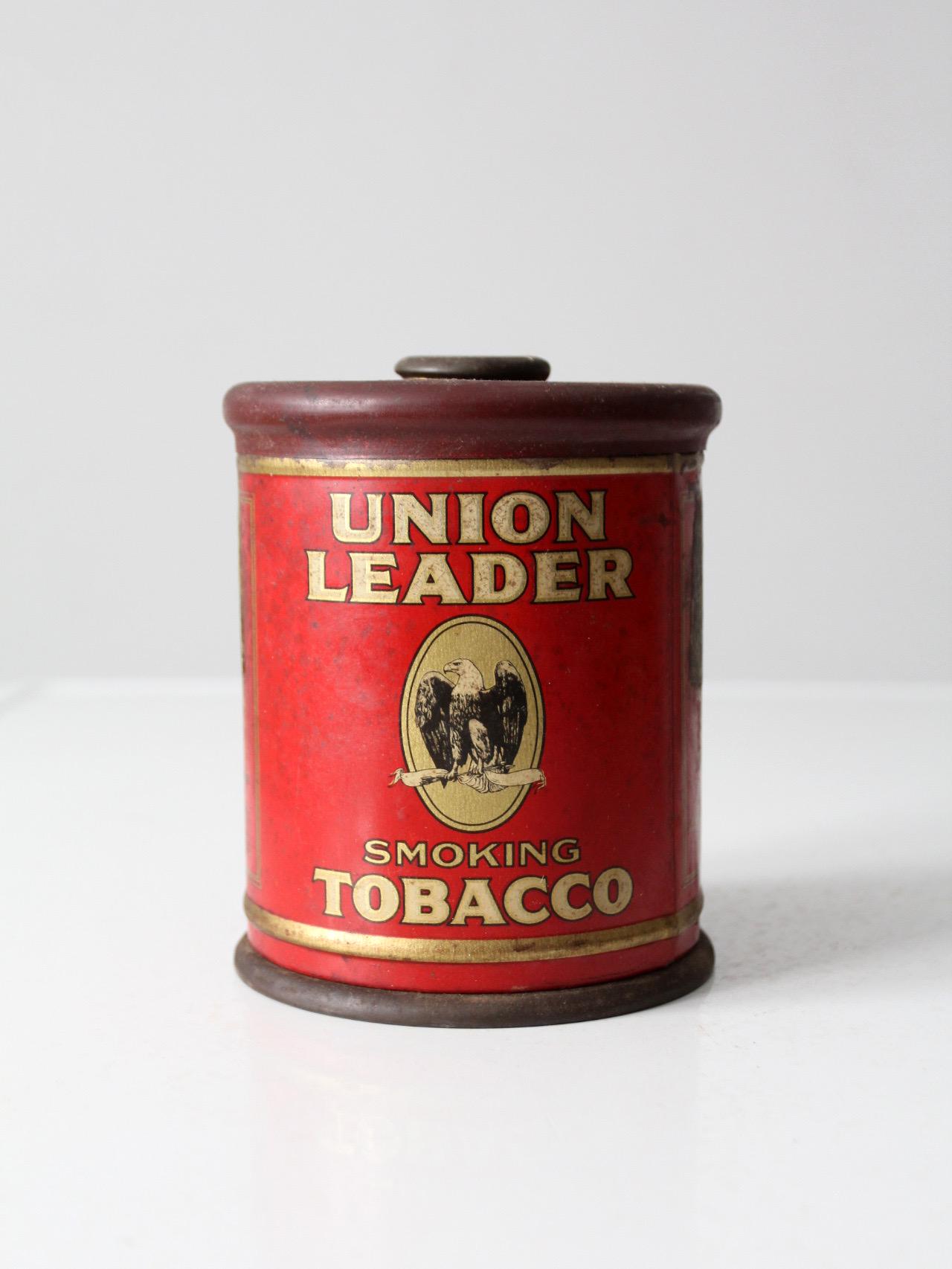 union leader tobacco tin year Smoking Tin, Empty Union Leader Tobacco Tin, Vintage Union Leader Tobacco Tin, Tobacco Tin,union Leader,smoking Tobacco antique Union Leader tobacco tin