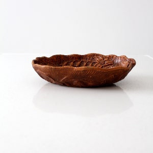 mid-century floral cast wood bowl, Syroco style bowl image 2