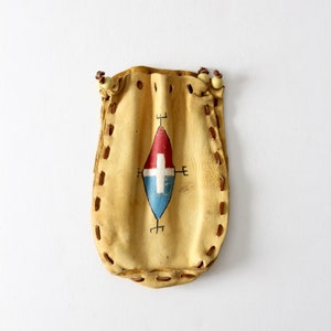 vintage painted deerskin pouch