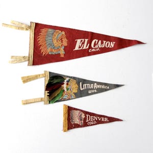 vintage American felt pennants set of 3