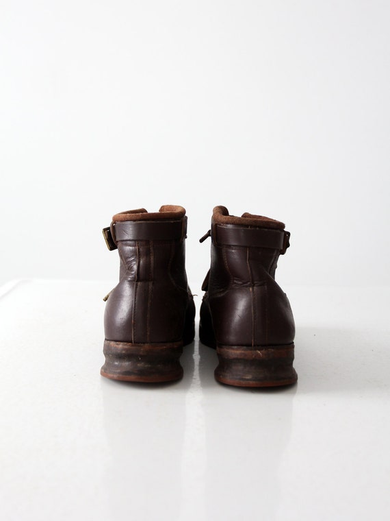 vintage ski boots,  square toe leather shoes,  si… - image 3
