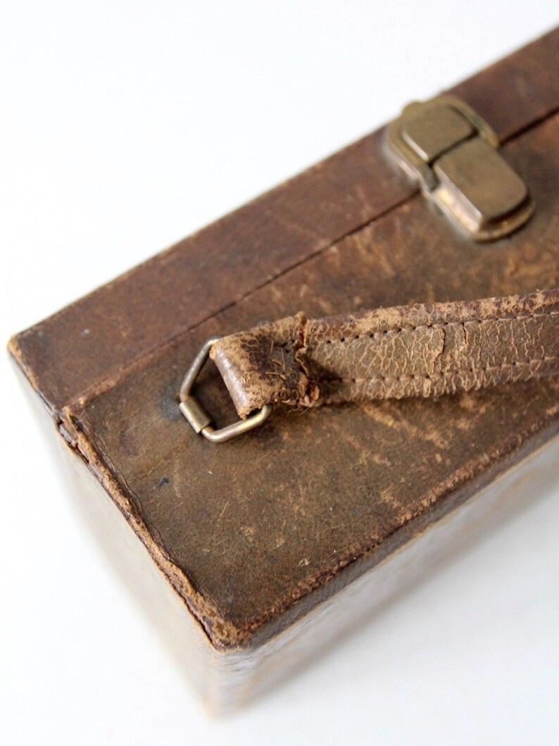 vintage leather handbag, brown box purse image 9