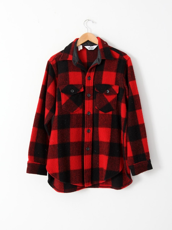 vintage 70s Woolrich buffalo plaid shirt jac, thi… - image 2