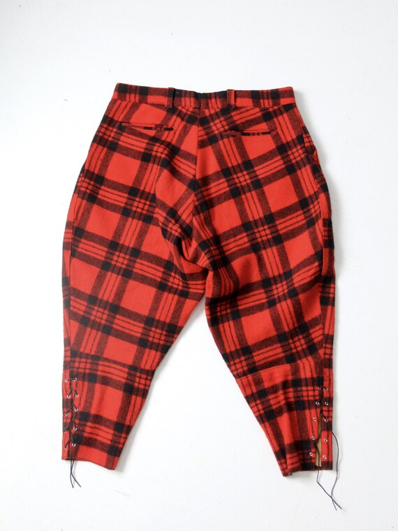 vintage wool hunting pants, red plaid logger pants - image 9