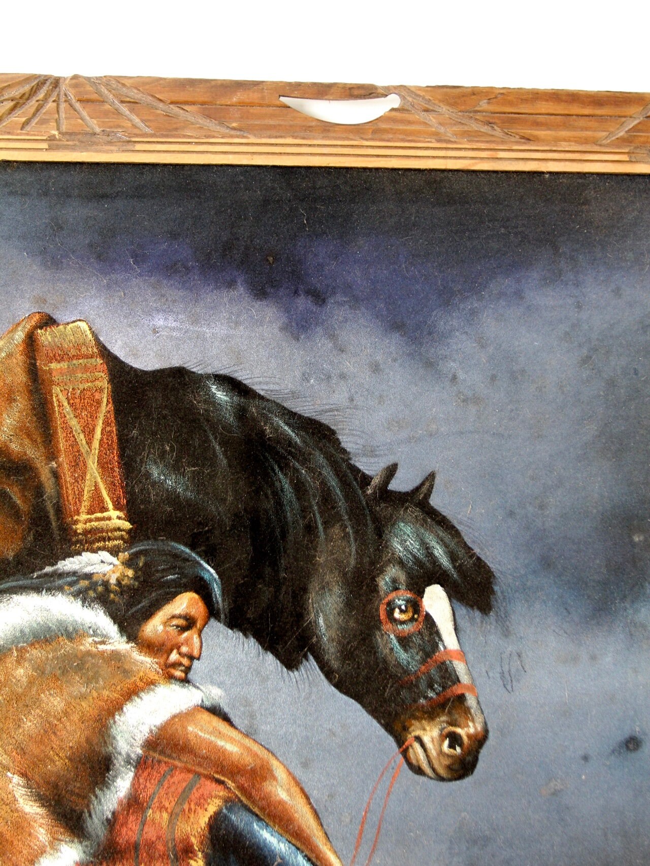 Vintage Ortiz Velvet Painting - Native American With Horse - Etsy