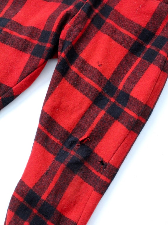 vintage wool plaid hunting pants with suspenders - image 4