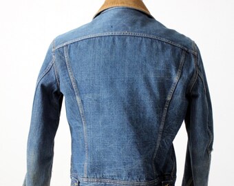90s LANDS’ END denim hunting jacket Vintage 90s Lands End Trucker Jacket Mens Large Blue Denim