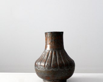 vintage Egyptian copper vase,  hammered copper vessel