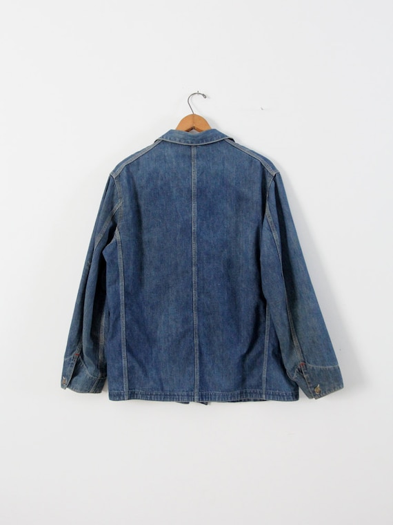 vintage 1940s distressed denim barn coat, chore j… - image 4