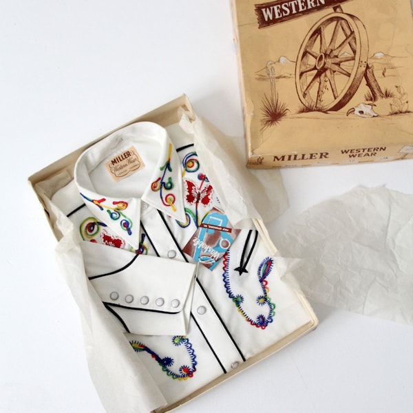 vintage 50s Miller Western Wear shirt,  unused with original box