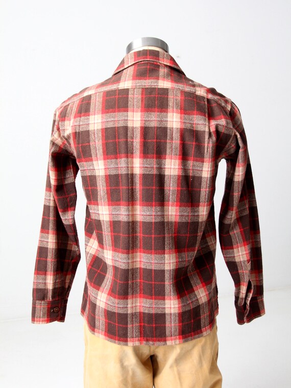 vintage 60s brown plaid wool shirt - image 9